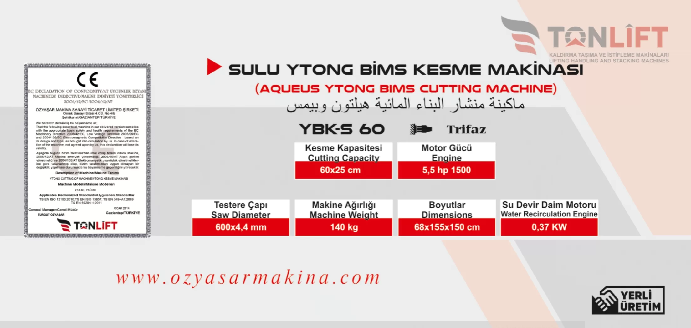 Ytong Bims Gazbeton Kesme Makinesi (Sulu Kesim) 2 Ytong Bims Gazbeton Kesme Makinesi (Sulu Kesim) - Görsel 2
