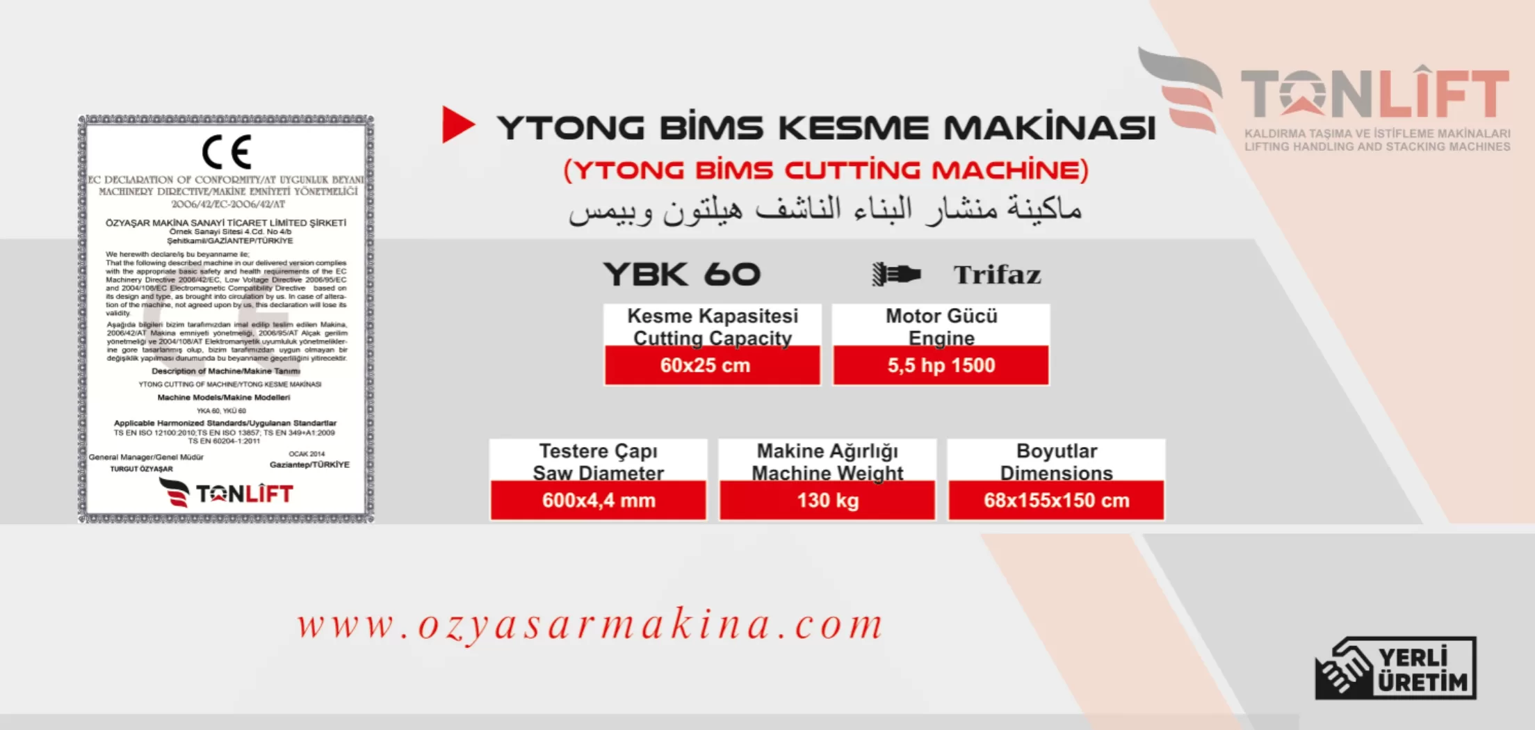 Ytong Bims Kesme Makinesi Pro 2 Gazbeton Kesmee Makinesi Teknik Bilgiler